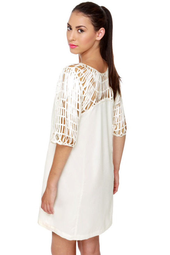 Web and Flow Ivory Dress