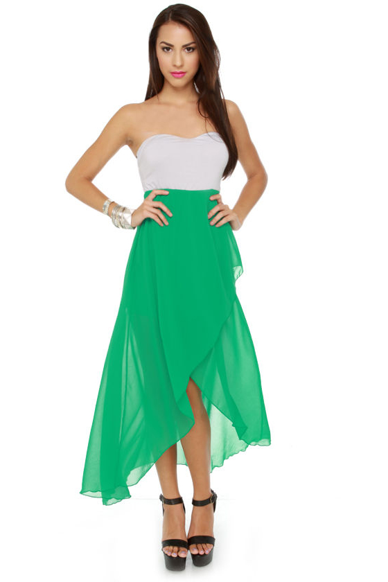 Red Carpet Ready Grey and Green Dress