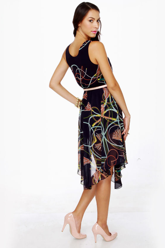 Show Me the Ropes Blue Print Dress