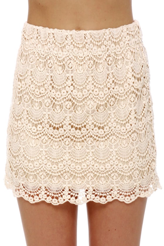 Lovely Lace Skirt - Mini Skirt - Cream Skirt - $37.00