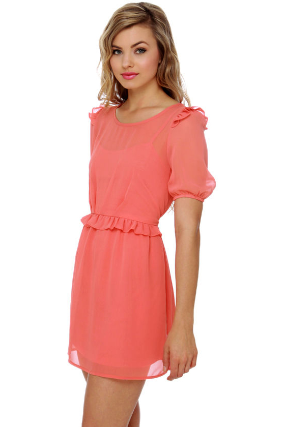 Ruffle and Ready Coral Dress