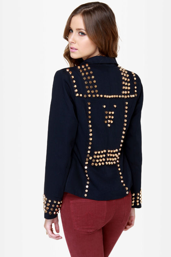 All That Jazz Studded Navy Blue Jacket