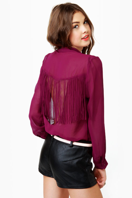 Fringe Countryside Magenta Button-Up Top