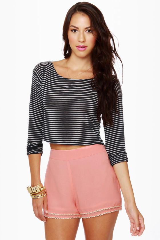 Susie Cutie Peach High-Waisted Shorts