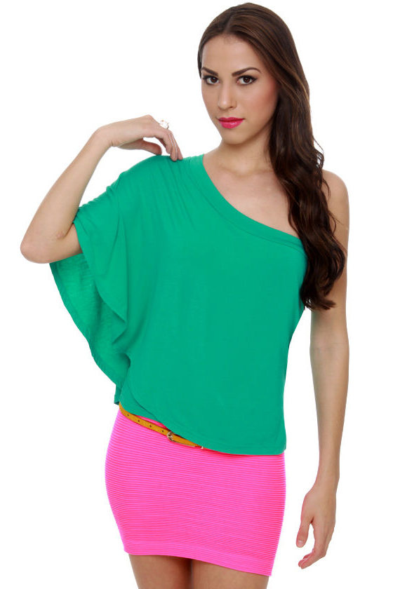 Sea of Dreams One Shoulder Teal Top