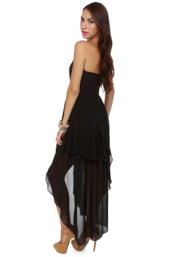 Sexy Strapless Dress - Black Dress - High-Low Dress - $67.00