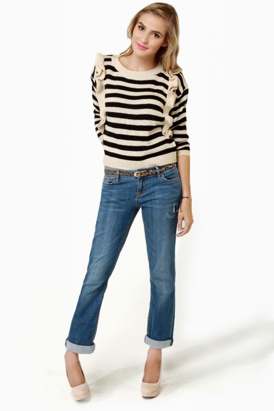 Lucca Couture Knits End Striped Sweater