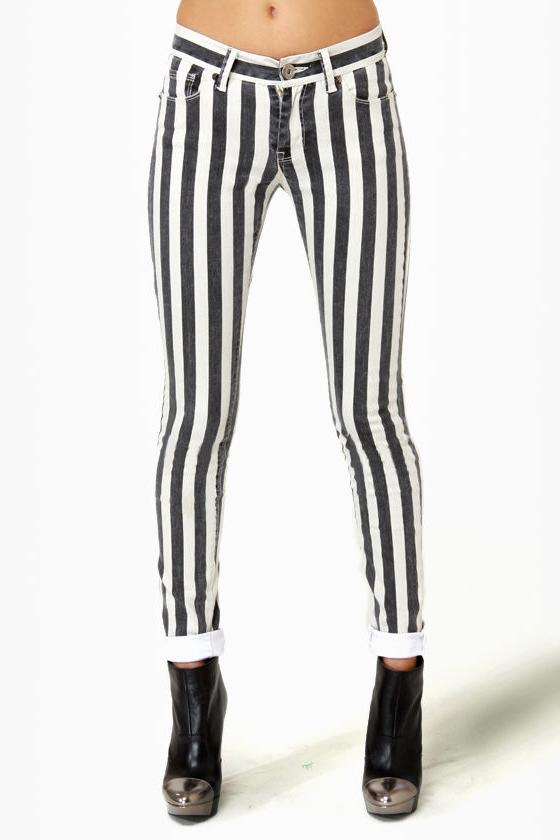 Lucca Couture Escape from Alcatraz Striped Skinny Jeans
