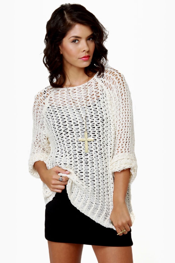 Cute Cream Sweater - Sweater Top - Open-Knit Sweater - $39.00 - Lulus
