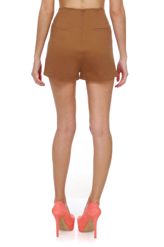 Morning Java Brown High-Waisted Shorts