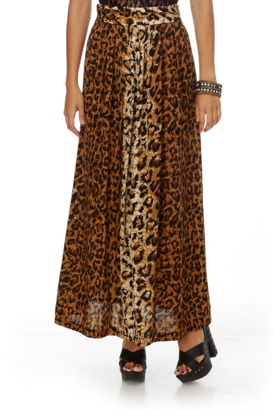 Mink Pink Call of the Wild Maxi Skirt - Animal Print Skirt - Leopard ...