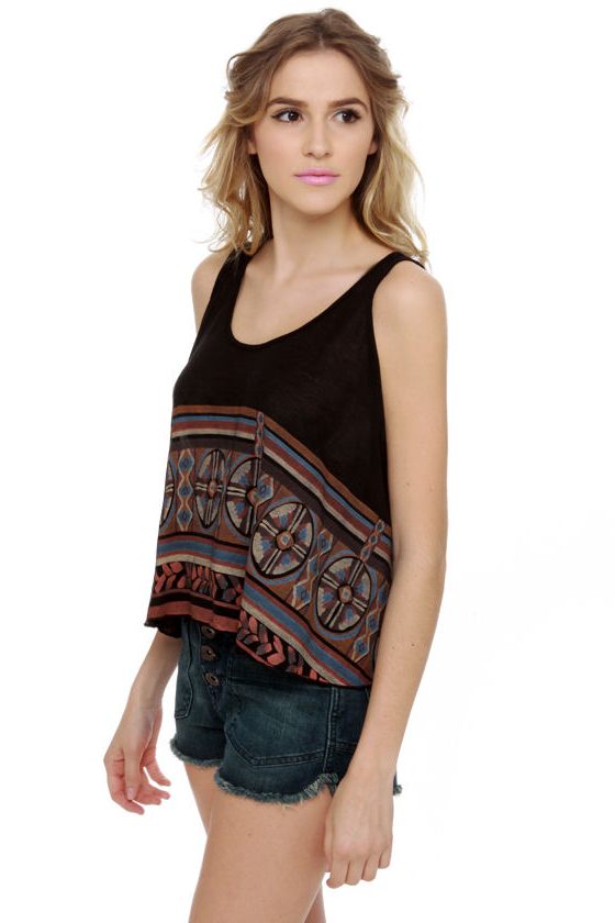 Somedays Lovin' Nostalgic Boarder Black Print Tank Top