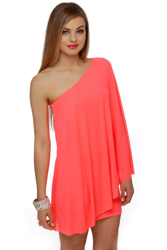 Leaves of Sass Neon Coral Dress