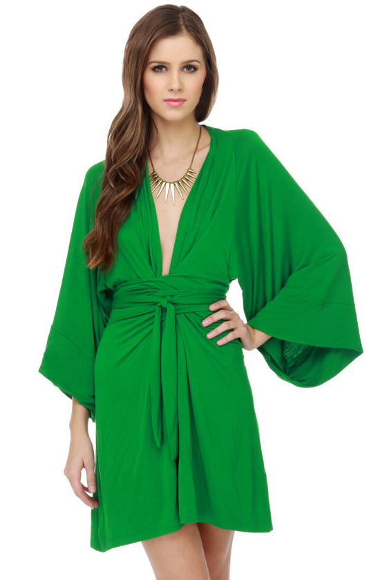 Bright Green Dress - Sexy Dress - Soft Dress - Cotton Dress - $66.00