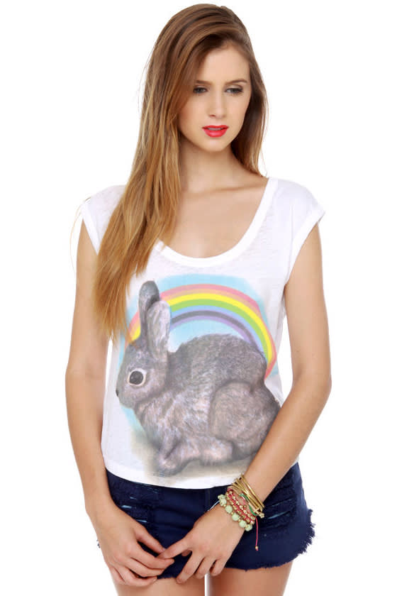 Local Celebrity Rainbow Bunny Muscle Tee