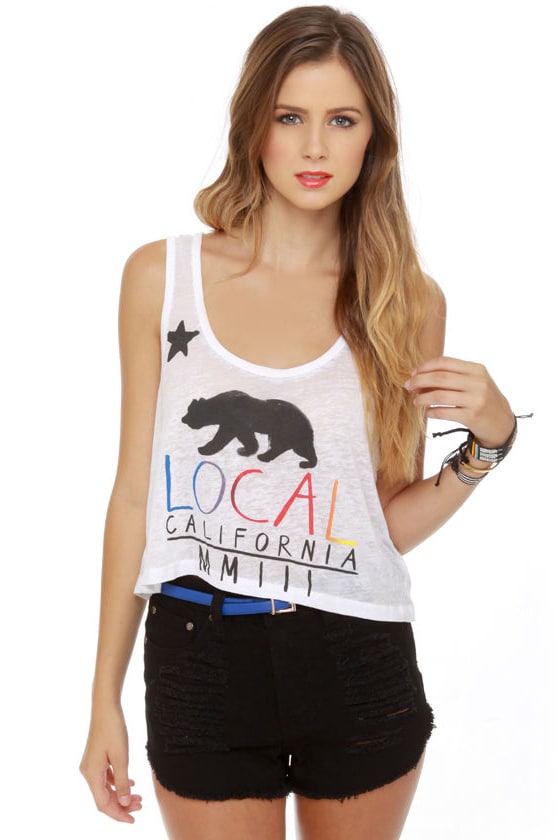 Local Celebrity Local Bear White Crop Top