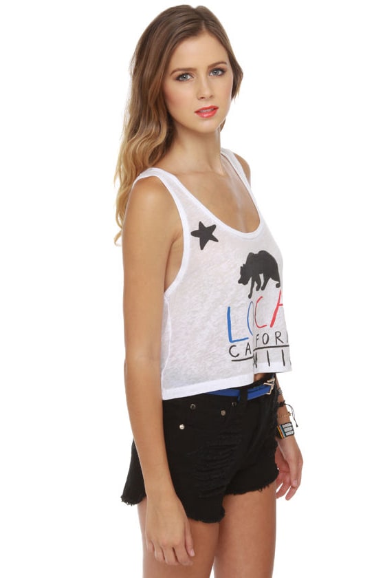 Local Celebrity Local Bear White Crop Top