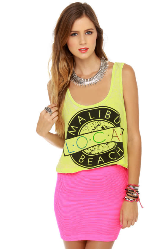 Local Celebrity Malibu Neon Yellow Crop Top
