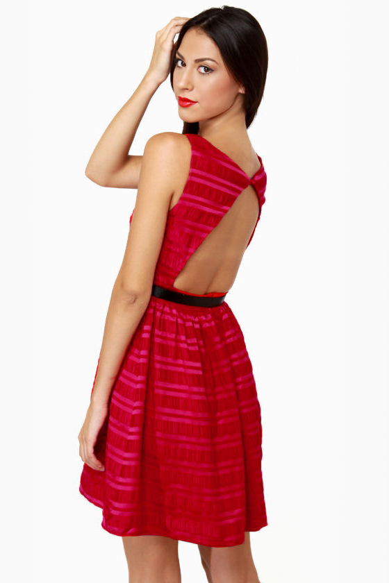 Flapper Keeper Backless Red Dress