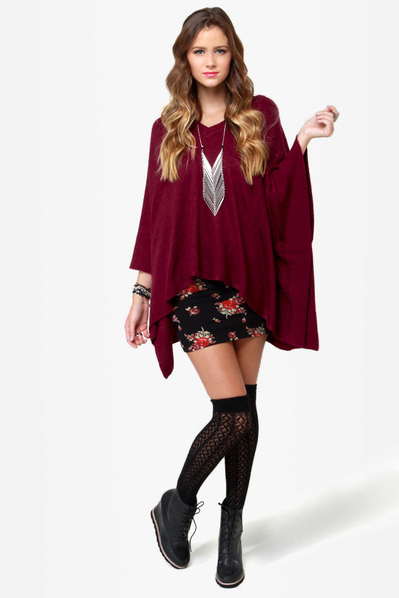 Mixed Berries Burgundy Poncho