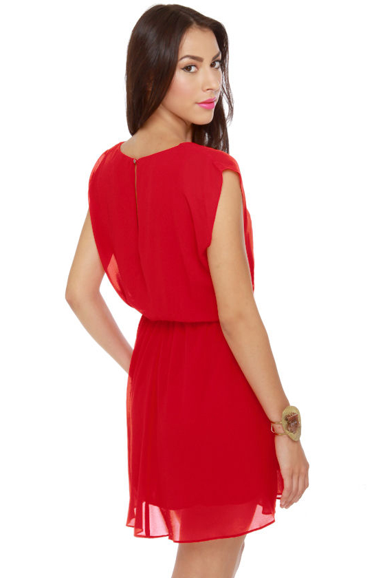 Cinnamon Hots Belted Red Dress