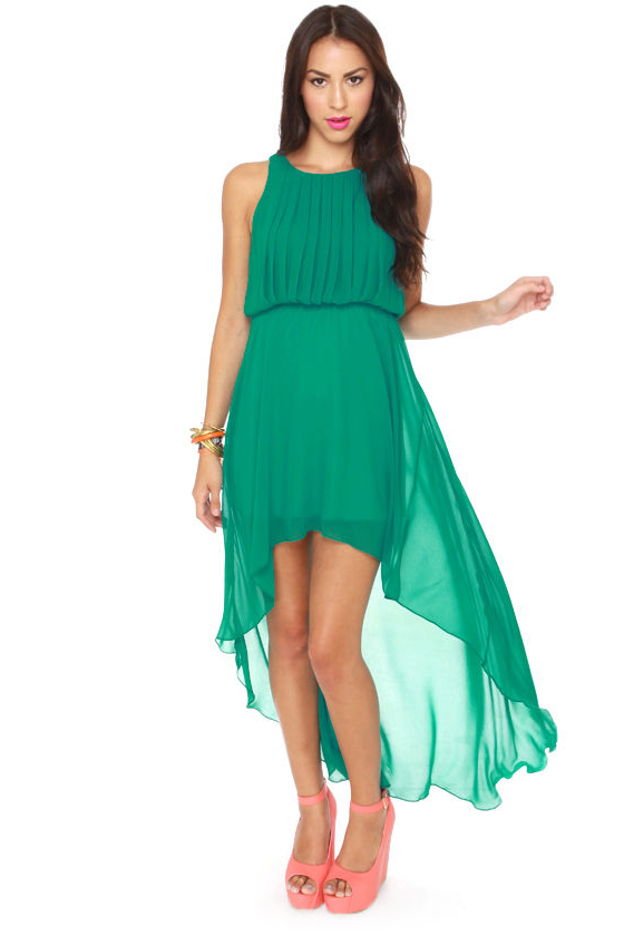 Grand Entrance High-Low Green Dress