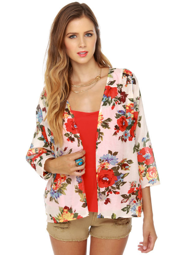 Tulle May Flowers Floral Print Top