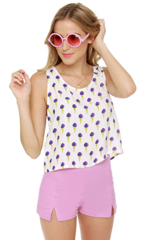 Motel Ice Cream Print Crop Top