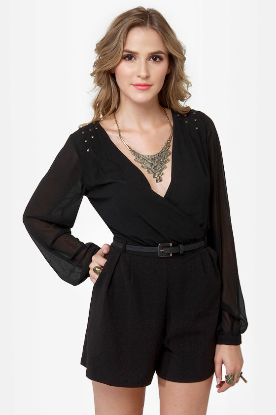 One For All Backless Black Romper