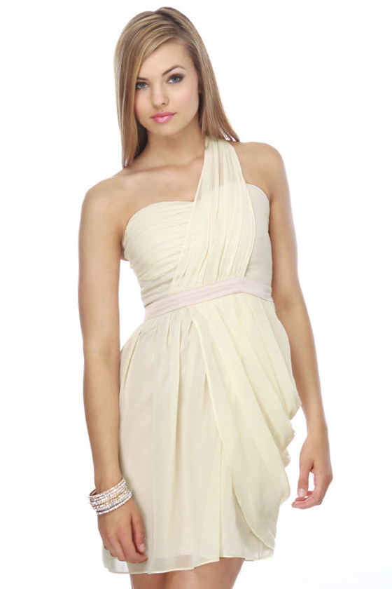 Heart Grow Fonder One Shoulder Ivory Dress