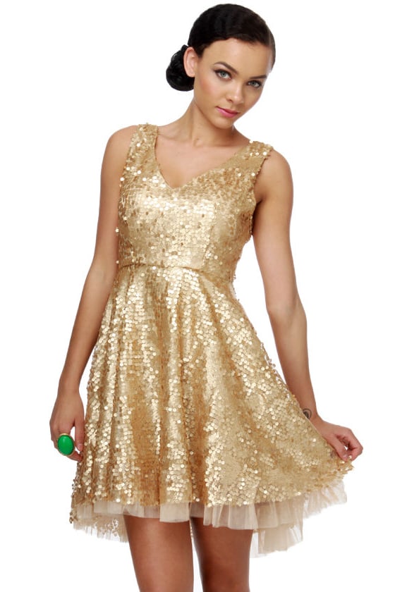 Dazzling Sequin Dress - Gold Dress - $92.00 - Lulus