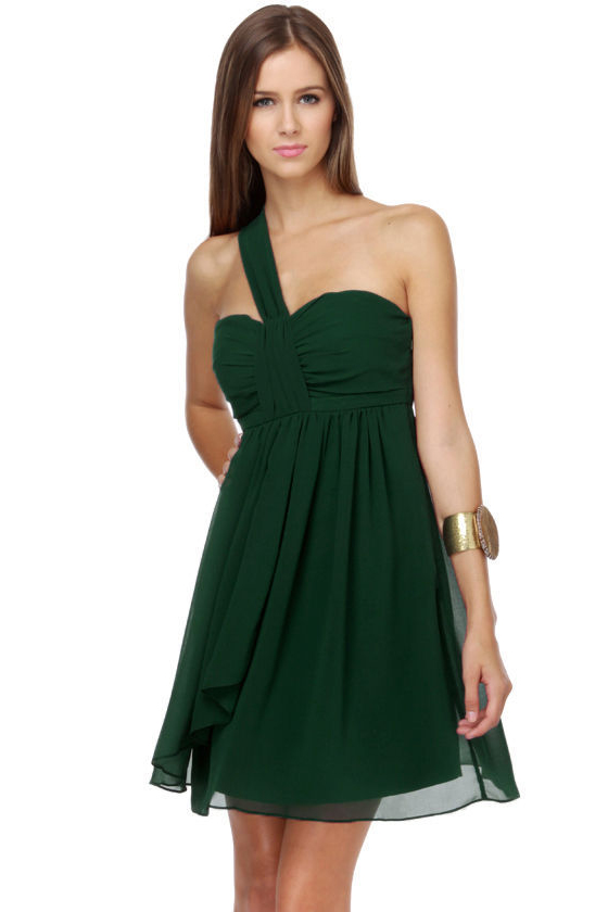 So in Love One Shoulder Green Dress