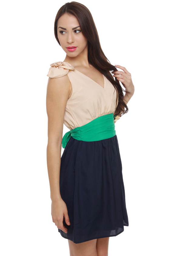 On a Whim Blue Color Block Dress