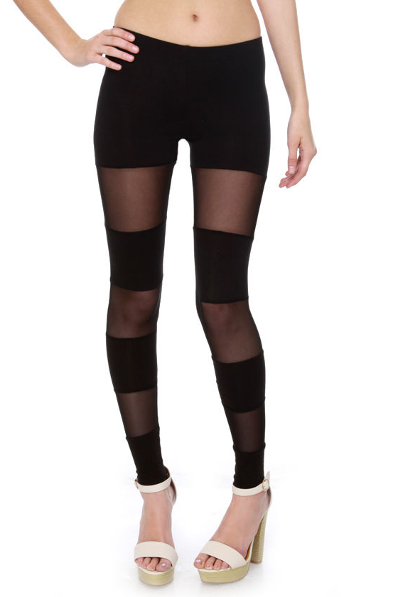 Mesh Haul Black Striped Leggings