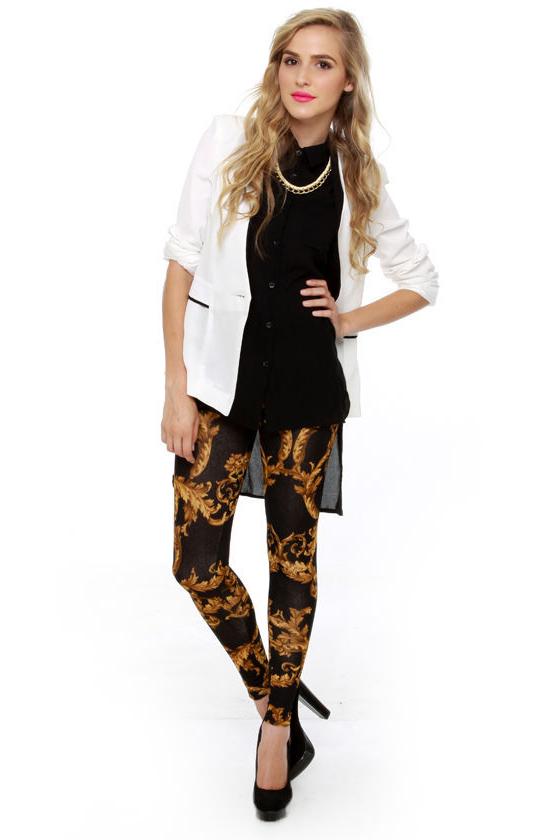 Going for Baroque Black Print Leggings