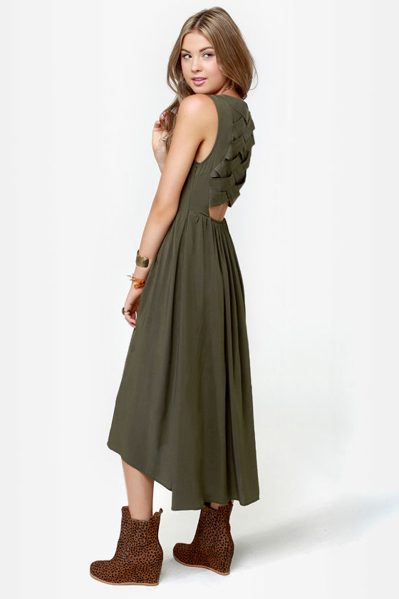 Lattice Be Merry Olive Green Dress