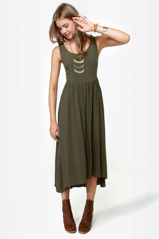 Lattice Be Merry Olive Green Dress