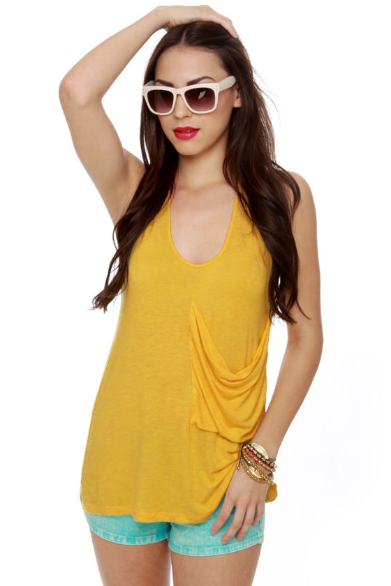 Pocket Aces Yellow Tank Top