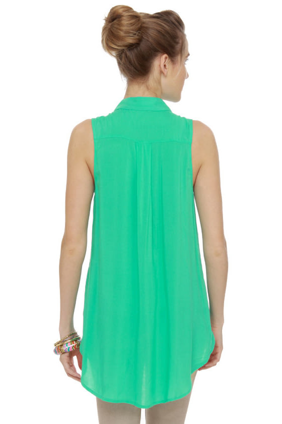 Cute Mint Green Top Tank Top High Low Top 32.00