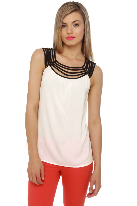 Live Wire Black and White Top