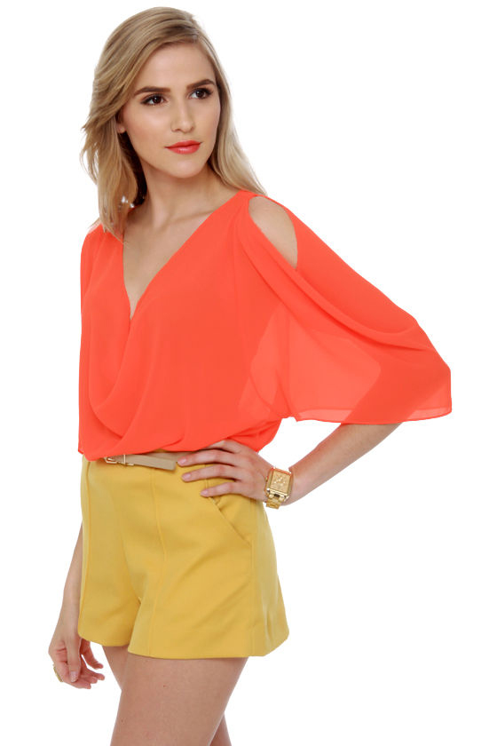 Name Dropper Short Sleeve Coral Top