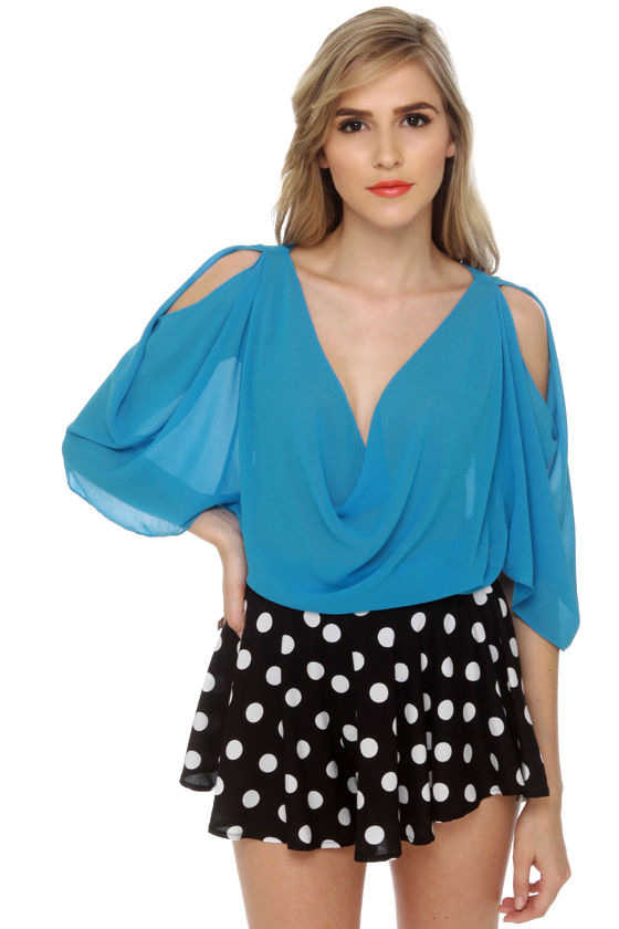 Name Dropper Short Sleeve Blue Top