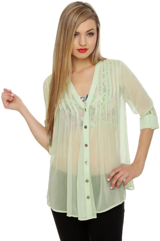 Olive & Oak National Monu-Mints Sheer Mint Green Top