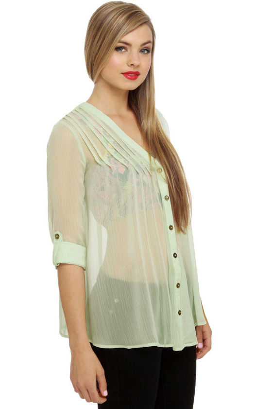 Olive & Oak National Monu-Mints Sheer Mint Green Top
