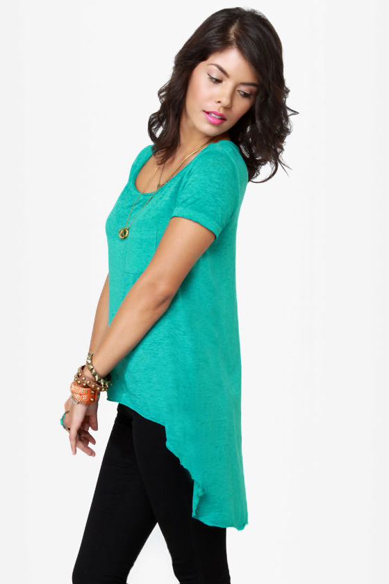 O\\\\\\\'Neill Goodwill High-Low Turquoise Top