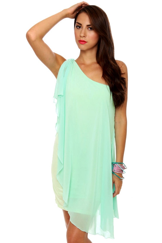 baby blue one shoulder dress