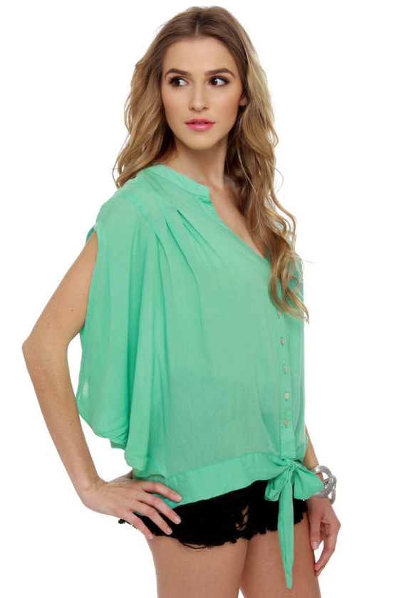 Summer Lodge Mint Short Sleeve Top