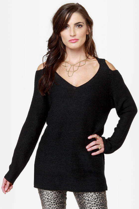 A Bolder Shoulder Black Sweater