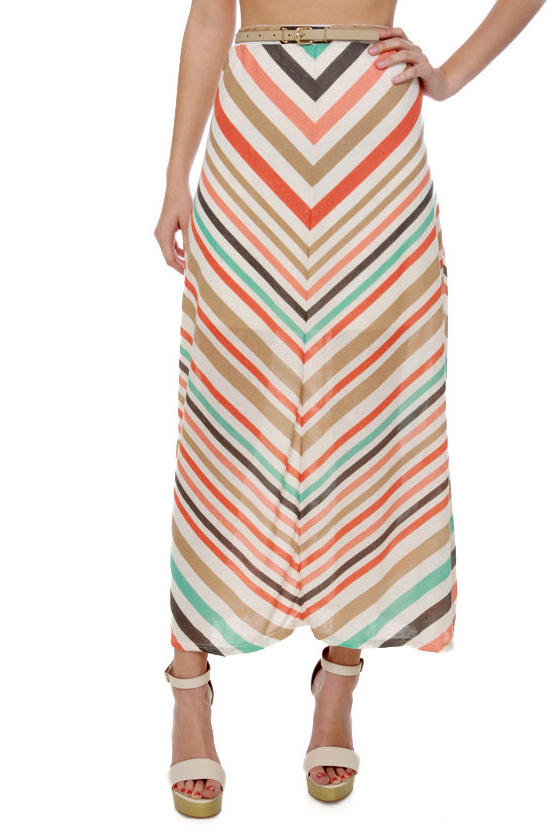 Olive & Oak Beach House Striped Maxi Skirt