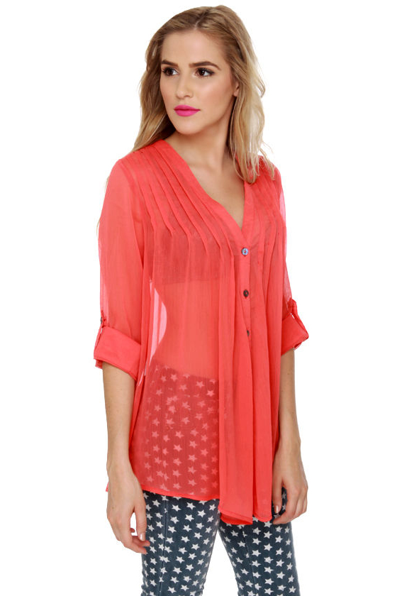 Olive & Oak National Monuments Sheer Coral Top